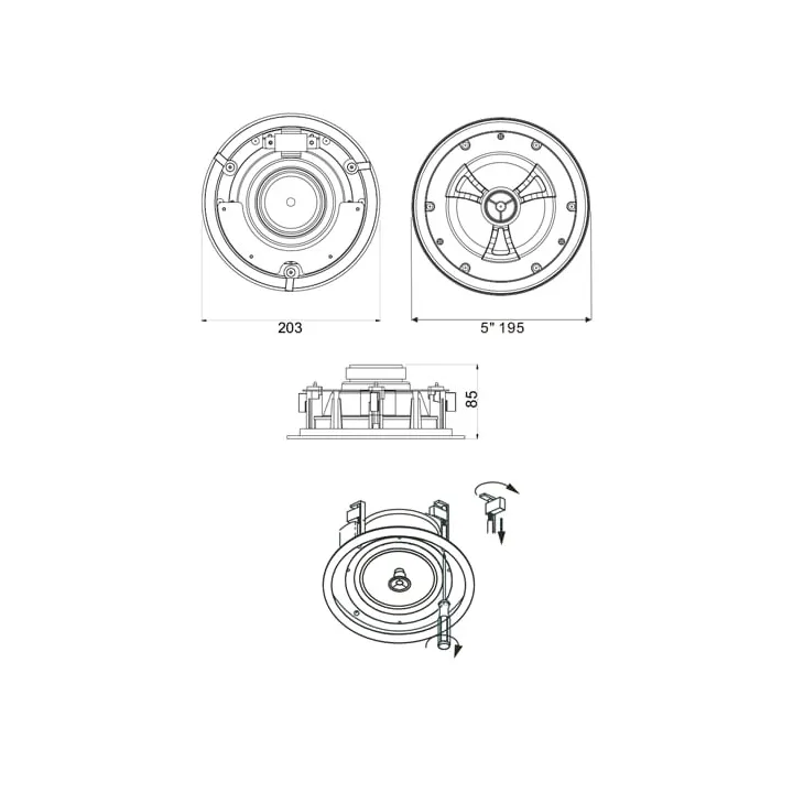 Haut-Parleurs Plafond 2 Voie À Encastrer 5/10/20W/100V