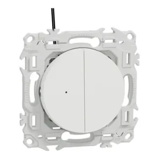 Odace - double va-et-vient ou poussoir lumineux LED 0,15mA - 10AX - blanc craie