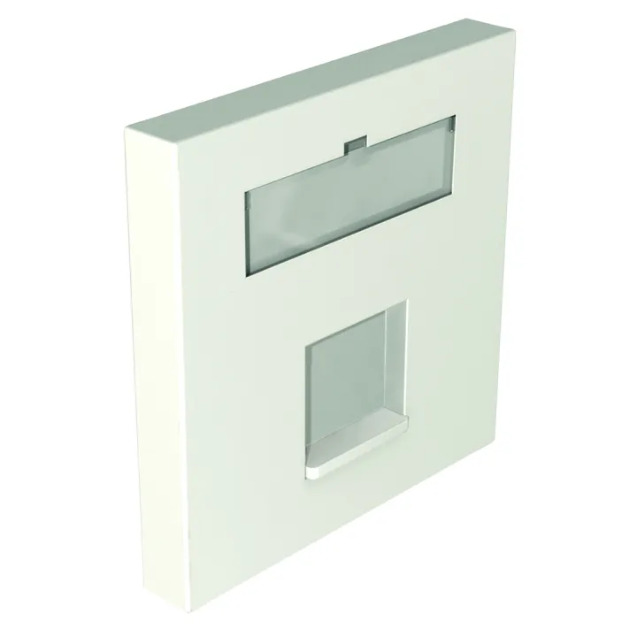 Plastron 45x45 RJ45 1 ou 2 ports Keystone blanc