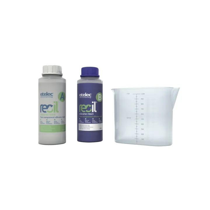 Résine silicone réaccessible bleu opaque, 1 L, en bouteilles