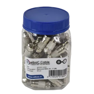 RACCORD F MALE / BNC FEMELLE Boite 80 PC