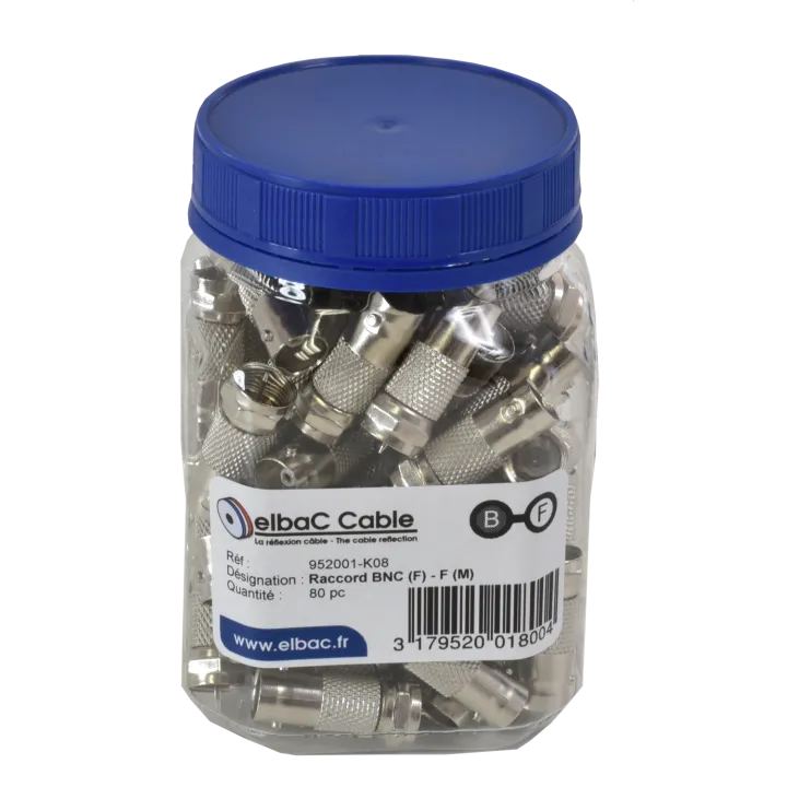 RACCORD F MALE / BNC FEMELLE Boite 80 PC