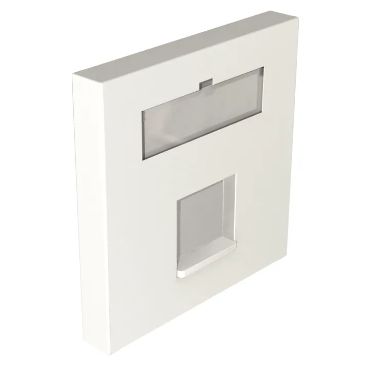 Plastron 45x45 RJ45 1 ou 2 ports Keystone blanc