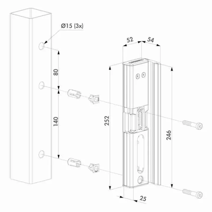 GÂCHE ÉLECTRIQUE À ÉMISSION EN APPLIQUE RAL 6005