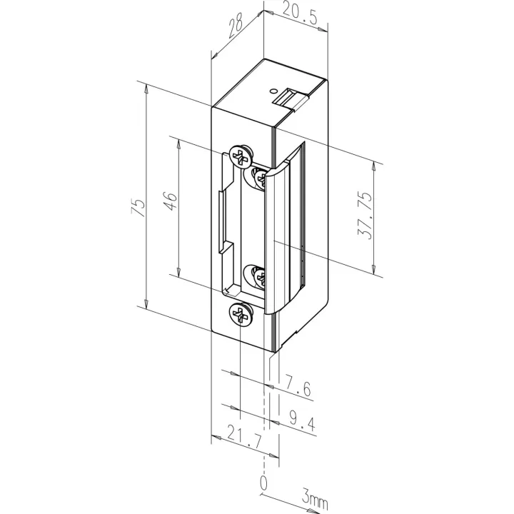 Gâche électrique type SPE 71 à émission 12/24 Volts
