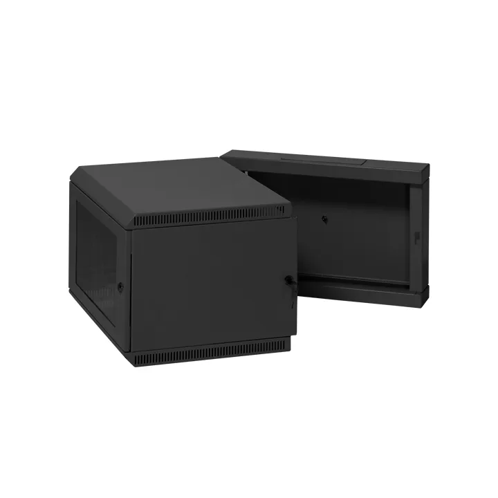 Coffret mural pivot 19" 6U-acier NOIR av. visserie-LXPXh:540X500
