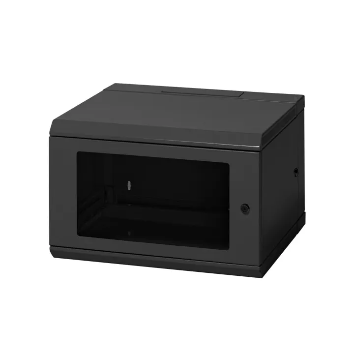 Coffret mural pivot 19" 6U-acier NOIR av. visserie-LXPXh:540X500