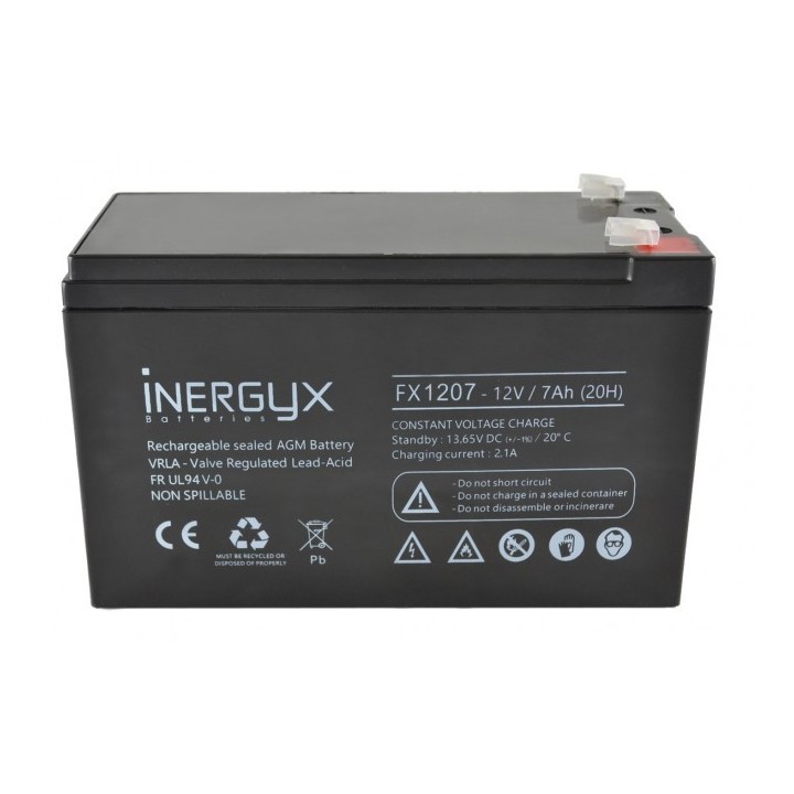 Batterie Rechargeable Vrla 12V / 7 Ah - Bac Fr Ul94 V-0 - 151 X 65 X 94/100 Mm
