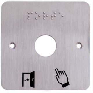 PLAQUE ACIER INOXY 80X80 MM/PERCA D:19 MM BRAILLE PORTE+PICTO*