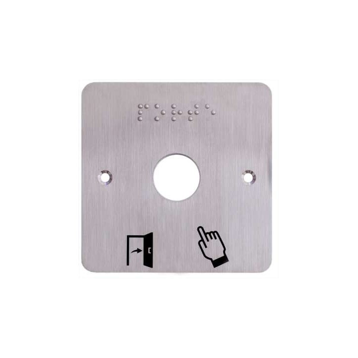 PLAQUE ACIER INOXY 80X80 MM/PERCA D:19 MM BRAILLE PORTE+PICTO*