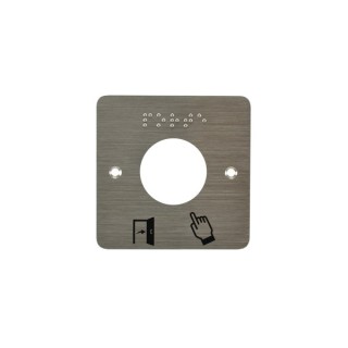 PLAQUE ACIER INOXY 80X80MM PERCAGE D:38 MM/BRAILLE PORTE+PICTO