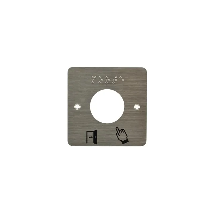 Plaque Acier Inoxydable 80 X 80 Mm Perçage Diam. 38 Mm Braille Porte + Picto