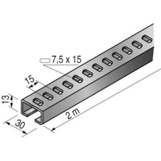 Rail en C Galva. SKS32 à 105- barre de 2ml (prix au ml:2m)