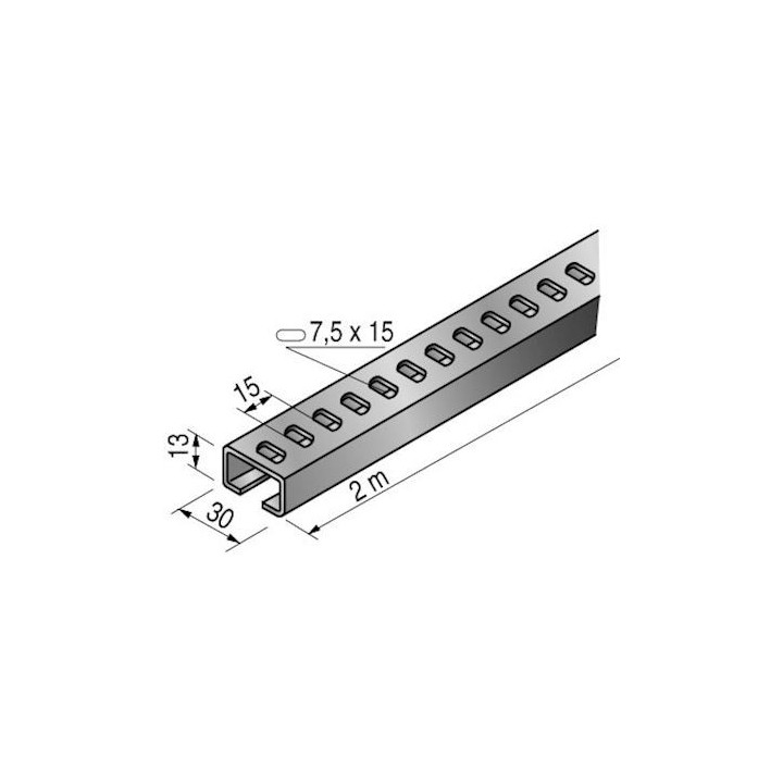 Rail en C Galva. SKS32 à 105- barre de 2ml (prix au ml:2m)