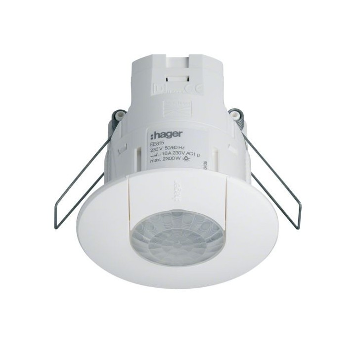 Détecteur De Présence Plafond Encastré 1 Voie 360° Blanc Monobloc