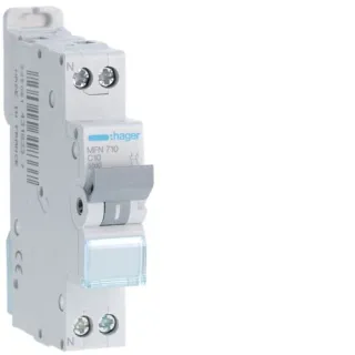 Disjoncteur Phase + Neutre 10A 3Ka Courbe C Bornes À Vis 1 Module