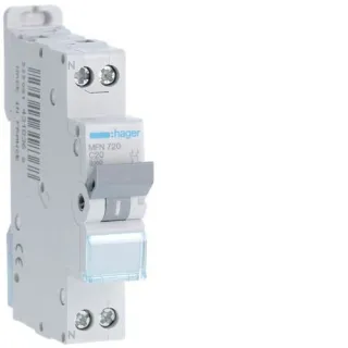 Disjoncteur Phase + Neutre 20A 3Ka Courbe C Bornes À Vis 1 Module