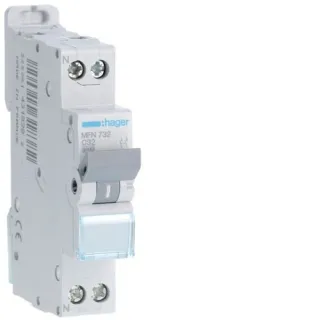 Disjoncteur Phase + Neutre 32A 3Ka Courbe C Bornes À Vis 1 Module