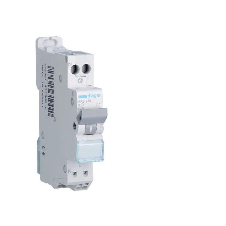 Disjoncteur Phase+ Neutre 10A 3Ka Courbe C Connexion Automatique Sanvis 1 Module