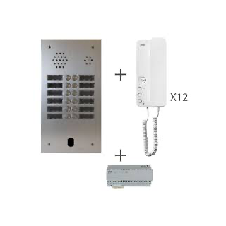 Kit Audio Préprogrammé, 2Voice, Platine Et Postes, 2 Rangées, 12 Boutons