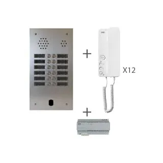 Kit Audio Préprogrammé, 2Voice, Platine Et Postes, 2 Rangées, 12 Boutons