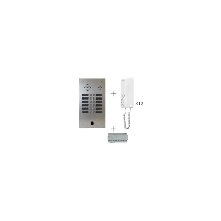 Kit Audio Préprogrammé, 2Voice, Platine Et Postes, 2 Rangées, 12 Boutons