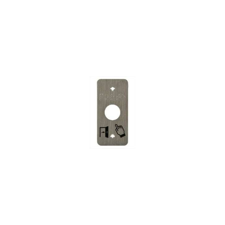 PLAQUE ACIER INOXY 39,5X84,5MM PERCA D:19MM BRAILLE PORTE+PICTO*