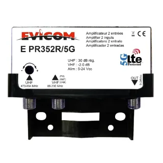Préamplificateur Uhf Lte-5G 2 Entrées Uhf 30 Db Réglable + Couplage Vhf