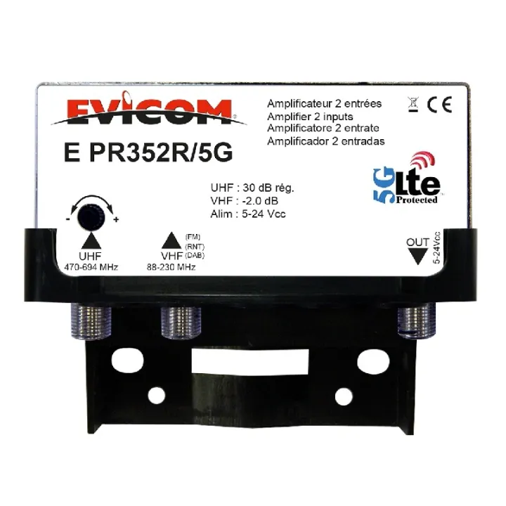Préamplificateur Uhf Lte-5G 2 Entrées Uhf 30 Db Réglable + Couplage Vhf