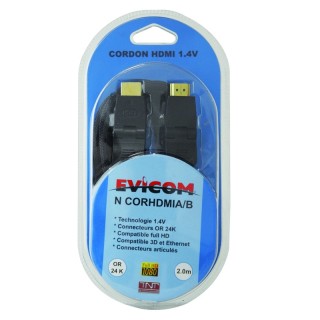 Cordon Hdmi Articulé Mâle/Mâle- 2 Mètres Sous Blister