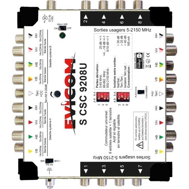 COMMUTATEUR UNIVERSEL  9 IN 8 OUT