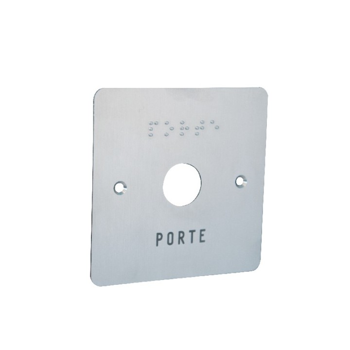 Façade en inox pour bouton-poussoir T T07I gravée porte en lettr