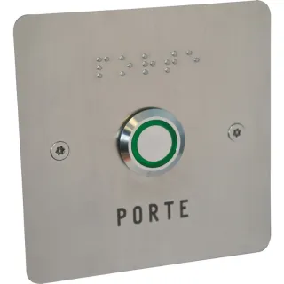 Bouton De Sortie No(Temp.)/Nf Éclairé Pmr Avec Façade Inox 85X85 Mm