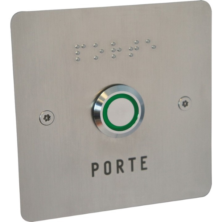Bouton de sortie éclairé NO/NF à encastrer sur façade (85x85)(*)