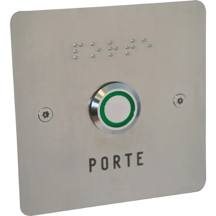 Bouton De Sortie No(Temp.)/Nf Éclairé Pmr Avec Façade Inox 85X85 Mm