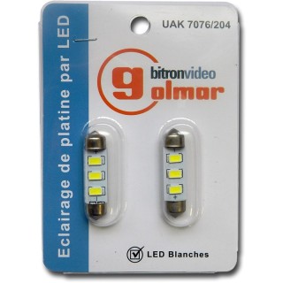 Blister 2 navettes leds blanches(*)