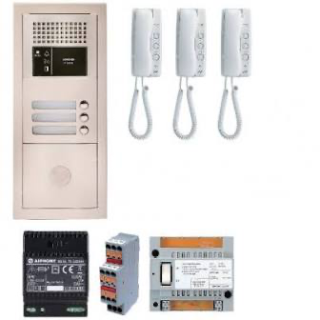 Kit Audio Bus 3 Bouton Poussoir Encastré Avec Module Pour T25/Vigik Centrale