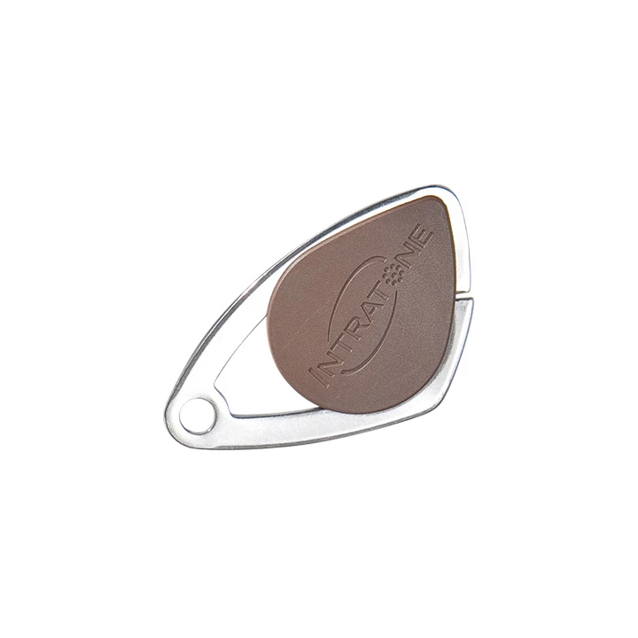 Badge Électronique Mifare - Insert Inox Gravé - Marron