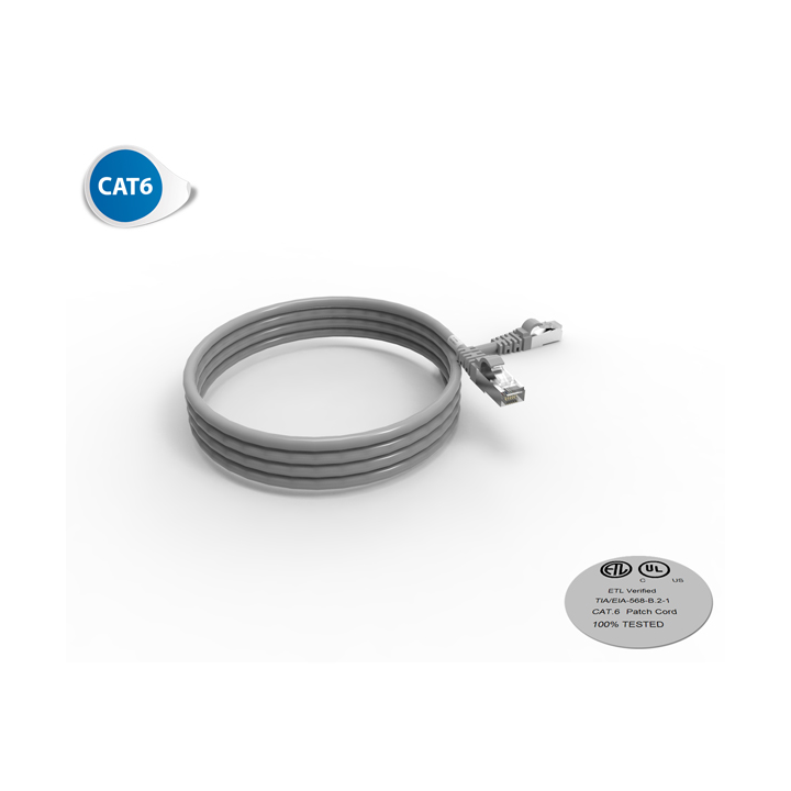 CORDON RJ45 CAT6 FUTP 100OHMS LSOH SURMOULE GRIS LG 2M*