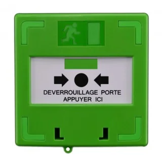 Déclencheur Manuel Vert 3 Contacts Reset Façade + Capot, 2 Clés, Scellé