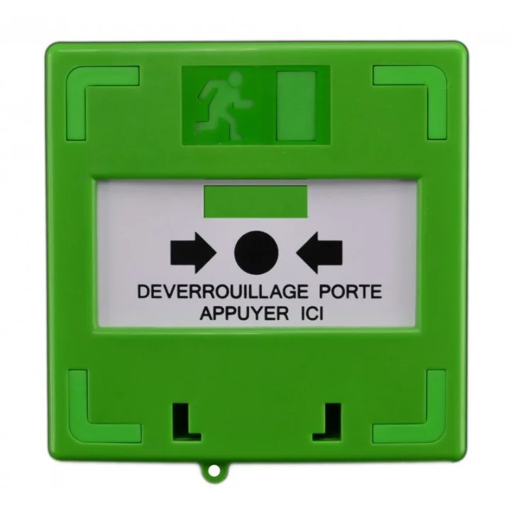 Déclencheur Manuel Vert 3 Contacts Reset Façade + Capot, 2 Clés, Scellé
