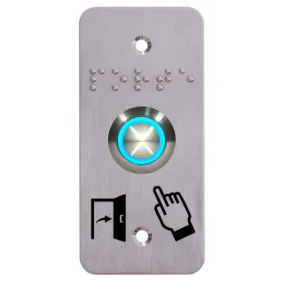 Bouton Poussoir Acier Inox Deq.19 Mm Halo Bleu 12V Ac/Dc Contact No+Nc (V)+Ssp101
