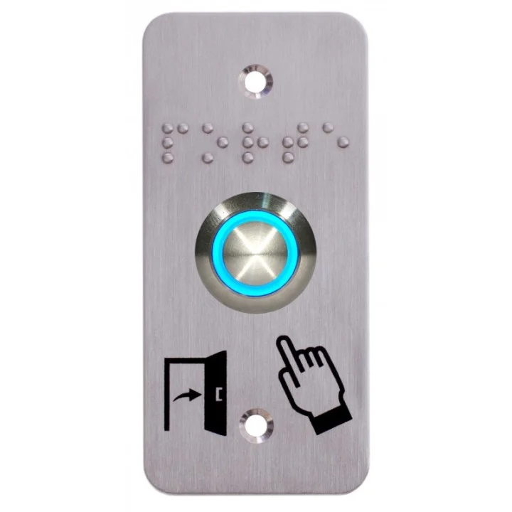 Bouton Poussoir Acier Inox Deq.19 Mm Halo Bleu 12V Ac/Dc Contact No+Nc (V)+Ssp101