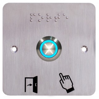 BOUT POUSSOIR ACIER INOX D:19 MM HALO BLEU 12V DC CONTACT NO+NC
