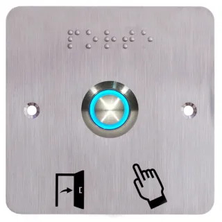 Bouton Poussoir Acier Inox Deq.19 Mm Halo Bleu 12V Ac/Dc Contact No+Nc (V)+Ssp201