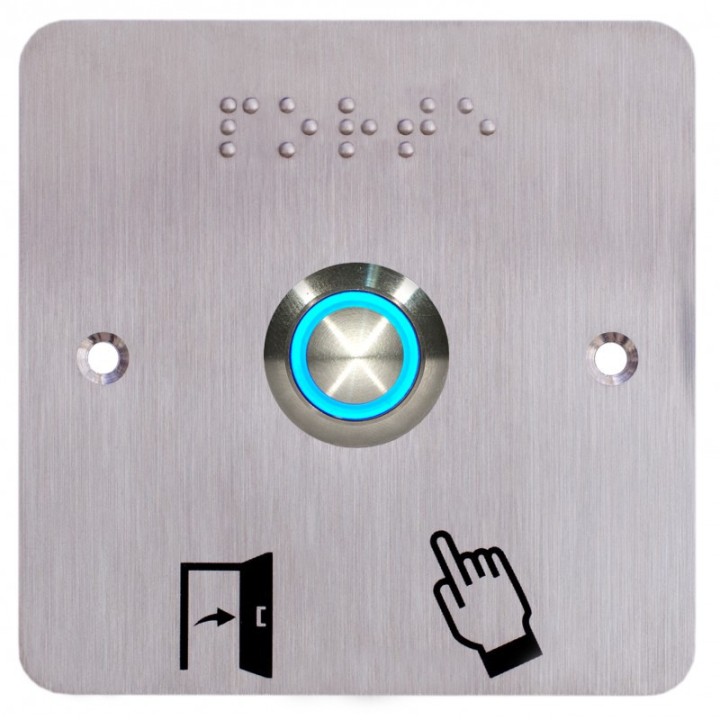 BOUT POUSSOIR ACIER INOX D:19 MM HALO BLEU 12V DC CONTACT NO+NC