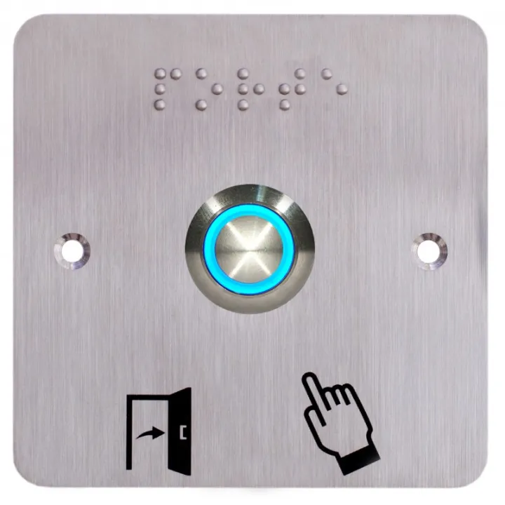 Bouton Poussoir Acier Inox Deq.19 Mm Halo Bleu 12V Ac/Dc Contact No+Nc (V)+Ssp201