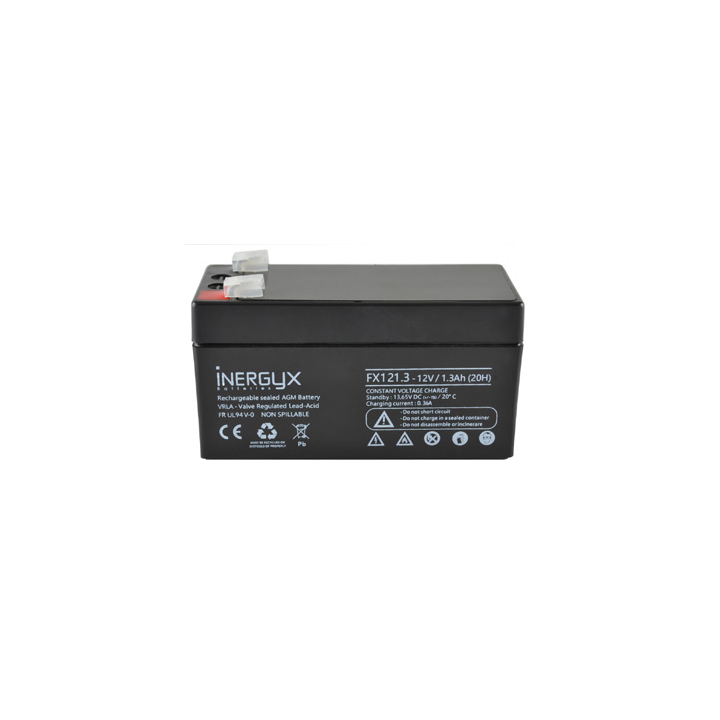 Batterie Rechargeable Vrla 12V / 1,3 Ah - Bac Fr Ul94 V-0 - 97 X 43 X 51/57 Mm
