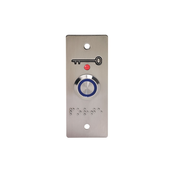 BOUTON POUSSOIR étroit h90xp35xl34mm norme PMR-lumineux bleu(*)