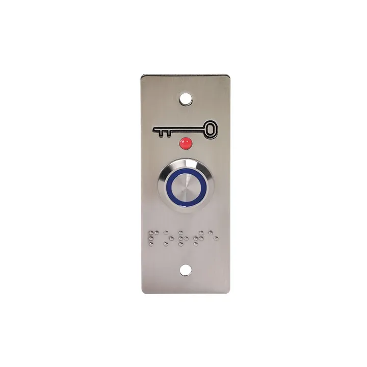 Bouton Poussoir Lumineux Bleu Avec Plaque D'Encastrement Étroite